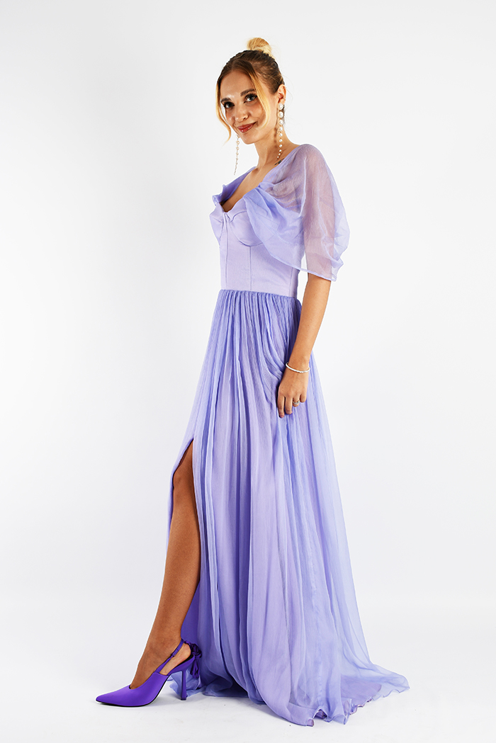 Anastasia - Rochie din voal de matase lila